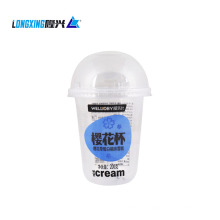 PP cup customized logo U shape PP disposable plastic ice cream cup with lid
